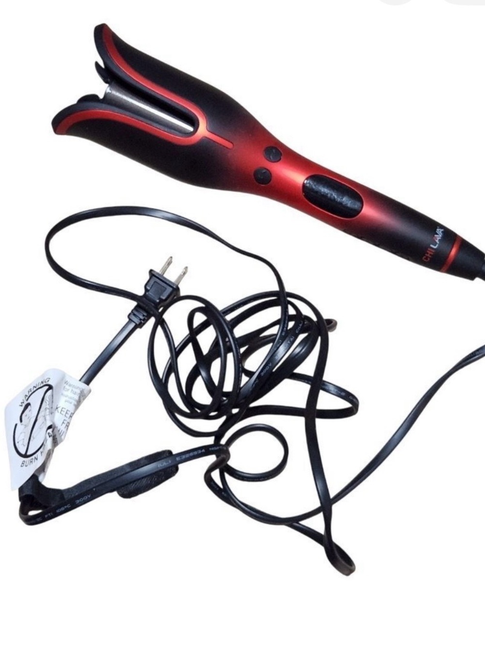 CHI Lava Spin N Curl Professional Curling Iron Black Red Tulip Style